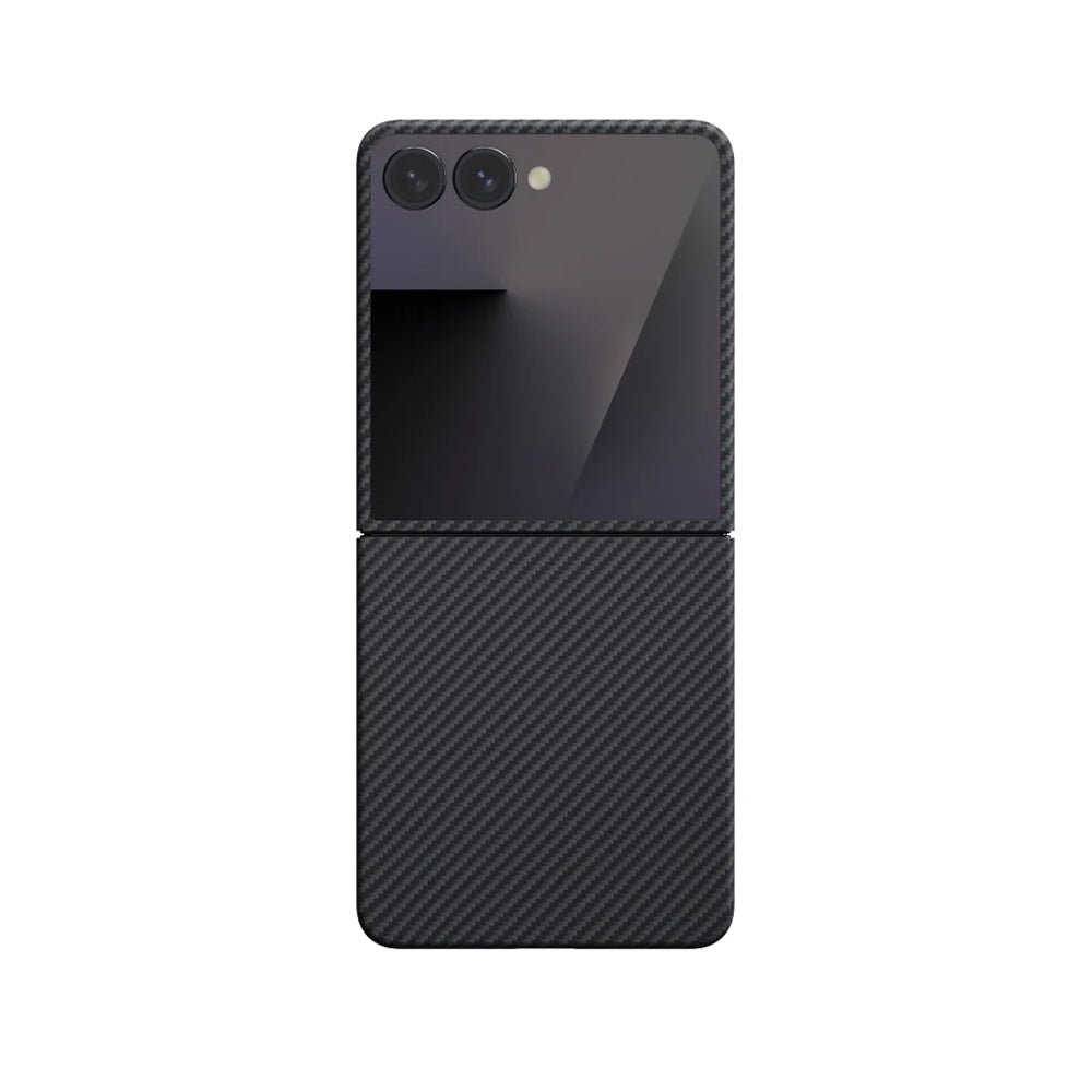 Pitaka Ultra-Slim Classic Serisi Galaxy Z Flip 7 M-safe 600D Aramid Fiber Black-Grey Twill Telefon Kılıfı Pitaka Ultra-Slim Classic Serisi Galaxy Z Flip 7 M-safe 600D Aramid Fiber Black-Grey Twill Telefon Kılıfı